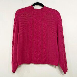 EUC Banana Republic Wool Blend Cable Knit Sweater Magenta Small